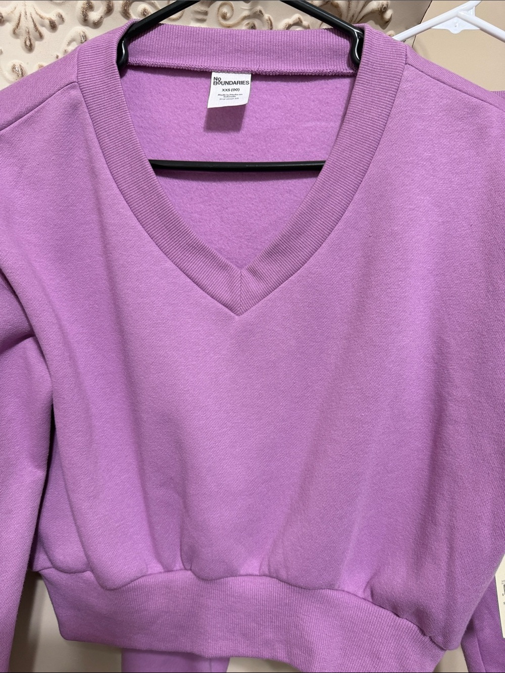 Lilac Rose V-Neck Cropped Sweater